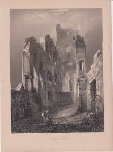 Antique Engraving Print, Jedburgh Abbey, 1860 ca.