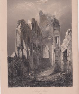 Antique Engraving Print, Jedburgh Abbey, 1860 ca.