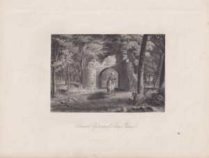Antique Engraving Print, Ancient Gateway of Scone Palace, 1845