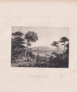 Antique Engraving Print, Dunstaffnage Castle, 1845
