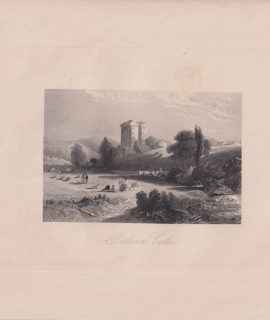 Antique Engraving Print, Borthwick Castle, 1845