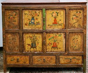 Rare Original Antique Tibetan Cabinet, 18th