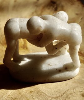 Vintage Small Stone Sculpture, Wrestlers