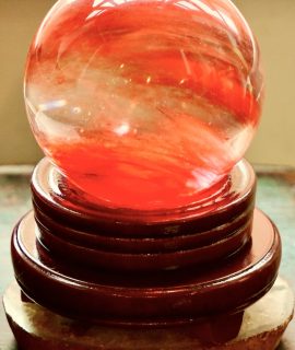 Natural Red quartz crystal sphere whit stand