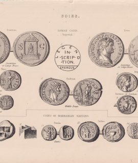 Antique Print, Coins, 1858 ca.