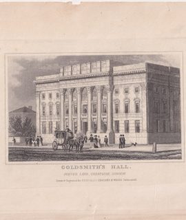 Antique Engraving Print, Goldsmith's Hall, 1830