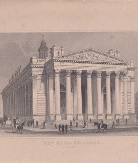 Antique Engraving Print, New Royal Exchange, London, 1830