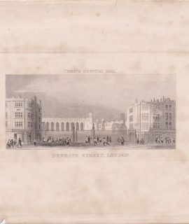 Antique Engraving Print, Newgate Street, London, 1820 ca.