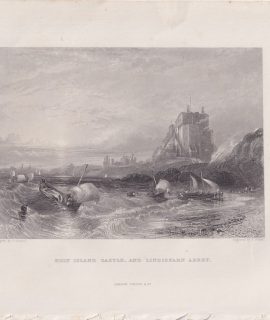 Antique Print, Holy Island Castle, 1860 ca.