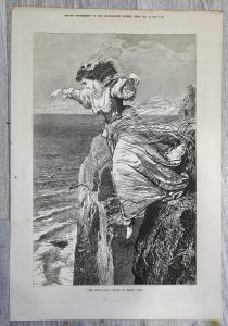Antique Print, The Lover's leap, 1873