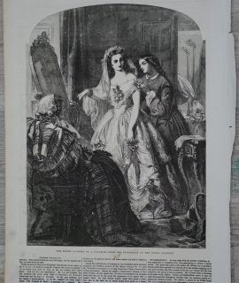 Antique Engraving Print, The Bride, 1856