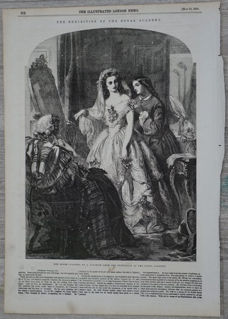 Antique Engraving Print, The Bride, 1856