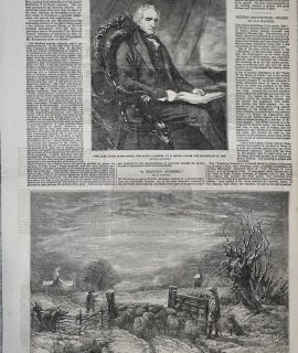 Antique Engraving Print, A Winter's Morning; James Montgomery 1854