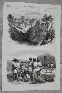 Antique Print, Bush life in Queensland, 1863