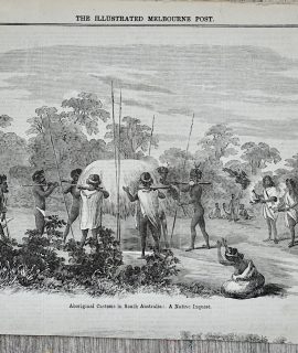 Antique Print, Aboriginal Customs in South Australia, 1865