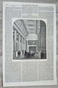 Antique Print, The Public Library at Melbourne, 1860
