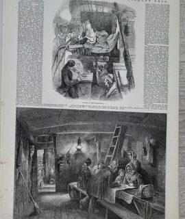 Antique Print, Scenes on Board, 1849
