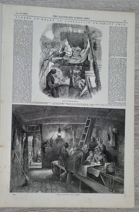 Antique Print, Scenes on Board, 1849