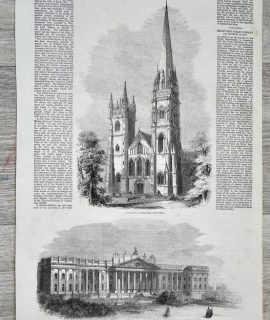 Vintage Print, Melbourne; LLandaff Cathedral, 1861
