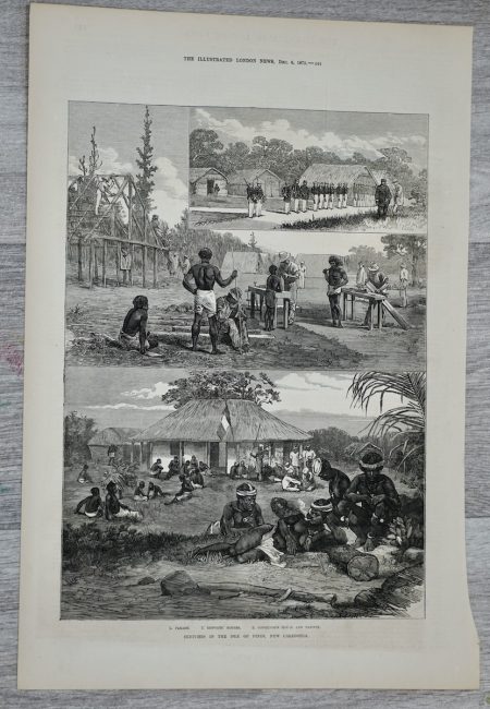 Antique Print, Sketches in the Isle of Pine, 1873