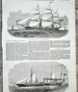Antique Print, New Iron Clipper, 1853