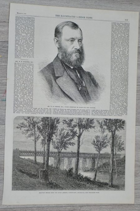 Vintage Print, W. E. Forster; Railway Bridge, 1866