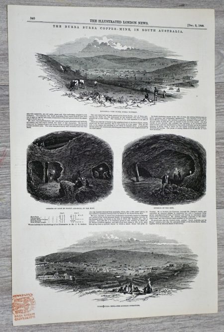 Antique Print, The Burra Burra Copper-Mine, 1848