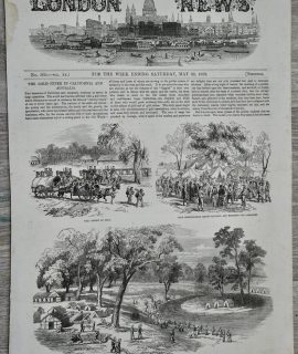 Antique Print, The Gold in California and Australia, 1852