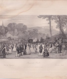 Antique Engraving Print, Peasants Ball, 1836