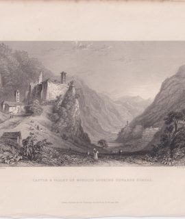 Antique Engraving Print, Castle a Valley of Misocco...1834