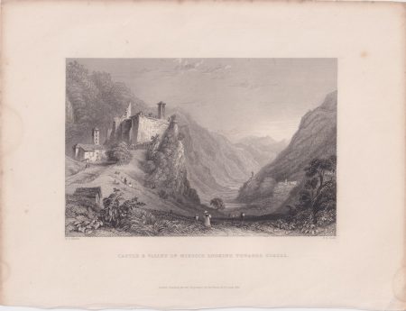 Antique Engraving Print, Castle a Valley of Misocco...1834