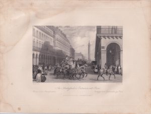 Antique Print, An Ambassador's Entrance into Paris, 1836 ca.