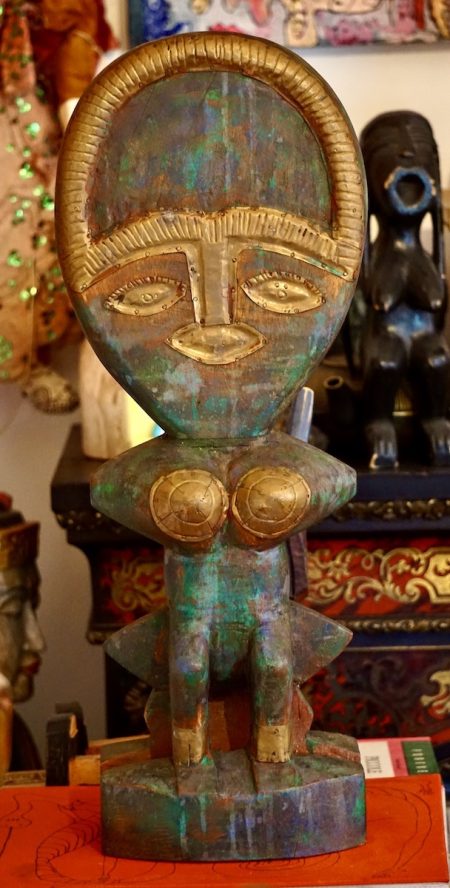 Vintage Wooden and Copper African Art