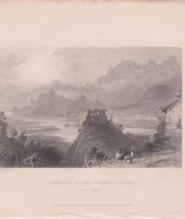 Antique Engraving print, Junction of the Rhine & Tamina, 1836