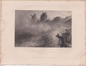 Antique Print, The Fall of Shaffhausen, 1836