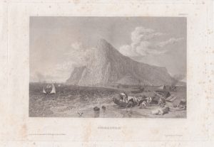 Antique Engraving Print, Gibraltar, 1833
