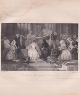 Antique Engraving Print, A French Marriage, 1836