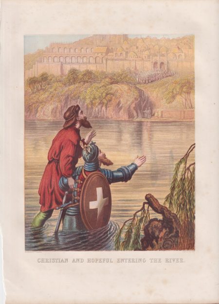 Vintage Print, Christian and Hopeful Entering the River, 1870 ca.