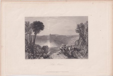 Antique Engraving Print, Lake Albano, 1836