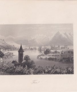 Antique Engraving print, Thun, 1864
