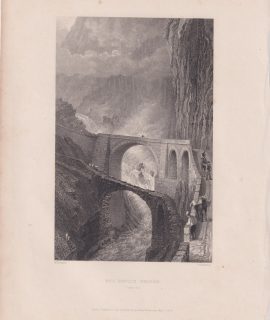 Antique Engraving Print, The Devil's Bridge, 1834