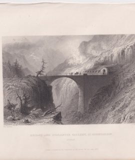 Antique Engraving Print, Bridge... St. Bernardin, 1835