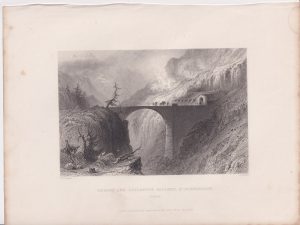 Antique Engraving Print, Bridge... St. Bernardin, 1835