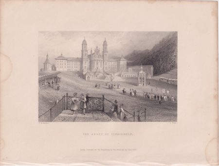 Antique Engraving Print, The Abbey of Einsiedeln, 1836