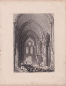 Antique Engraving Print, Christian Church at Tortosa, 1838