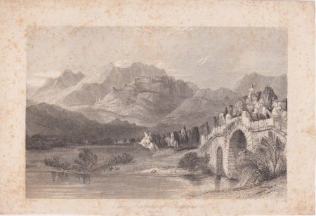 Antique Engraving Print, The Acropolis of Pergamus, 1836 ca.