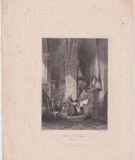 Antique Engraving Print, Church of Polignac, 1836 ca.