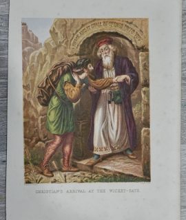Vintage print, Christian's arrival at the Wicket - Gate, 1870 ca.
