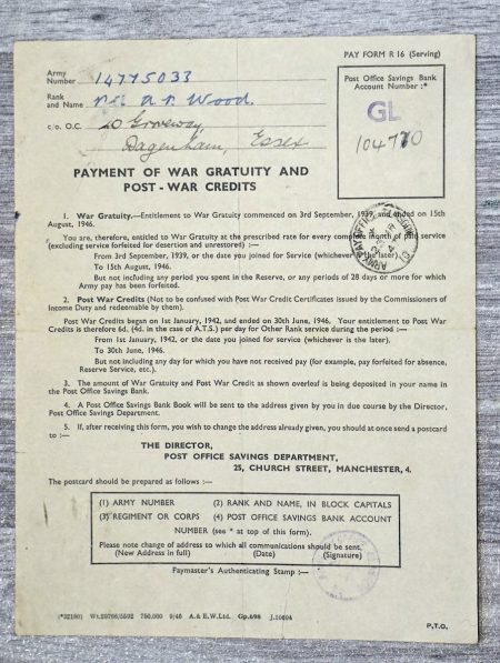 Vintage Payment of War, 1946