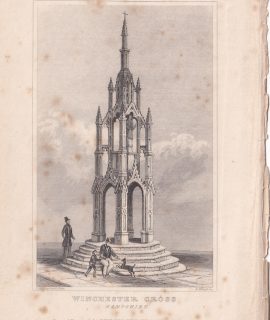 Antique Engraving Print, Winchester Cross, 1840
